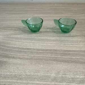 Akro Agate Uranium Green Glass Vintage Pretend Play Cups Glasses Vintage Lot 2